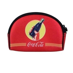 𝅺rare Official Coca Cola Plush Zippered Coin Purse Pouch Carry All Case